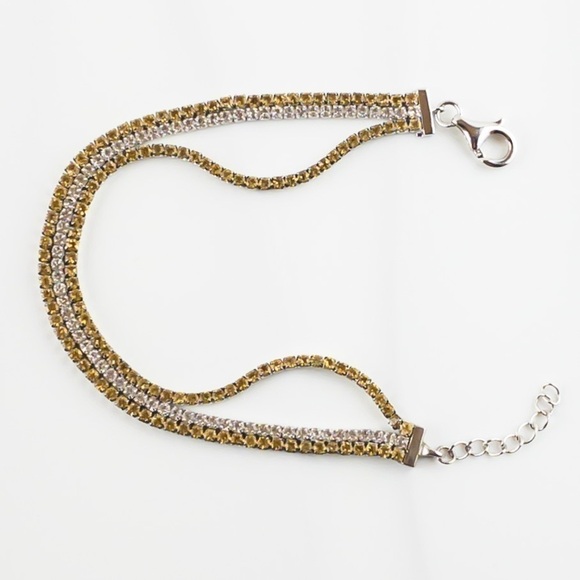 Sterling Silver White Topaz and Citrine Gemstone Layered Bracelet .925 NWT - Picture 4 of 14